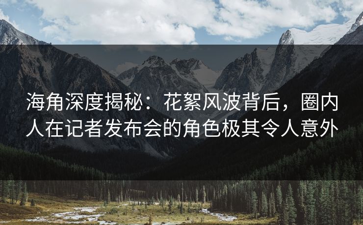 海角深度揭秘：花絮风波背后，圈内人在记者发布会的角色极其令人意外