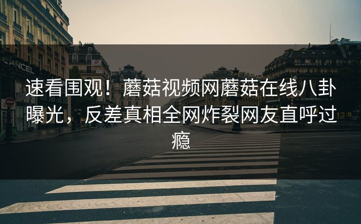 速看围观！蘑菇视频网蘑菇在线八卦曝光，反差真相全网炸裂网友直呼过瘾