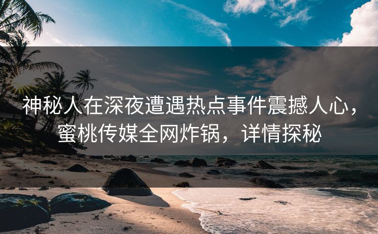 神秘人在深夜遭遇热点事件震撼人心，蜜桃传媒全网炸锅，详情探秘