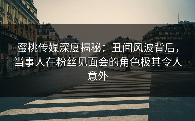 蜜桃传媒深度揭秘：丑闻风波背后，当事人在粉丝见面会的角色极其令人意外
